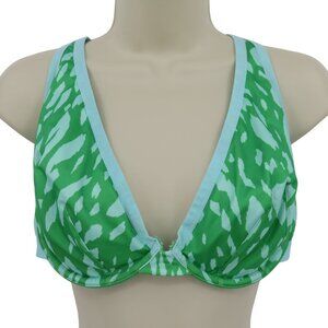 Cacique 42D High Apex Plunge Bra Blue Green Underwire Unlined Women Plus Size